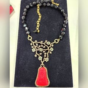 Heidi Daus red resin necklace new with tags